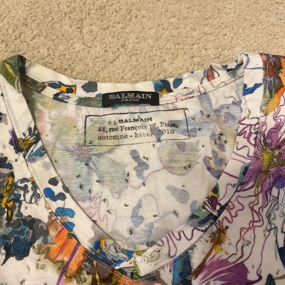 ❤️sold❤️ Balmain Floral distressed t shirt France 36 USA 6 medium - Picture 12 of 14